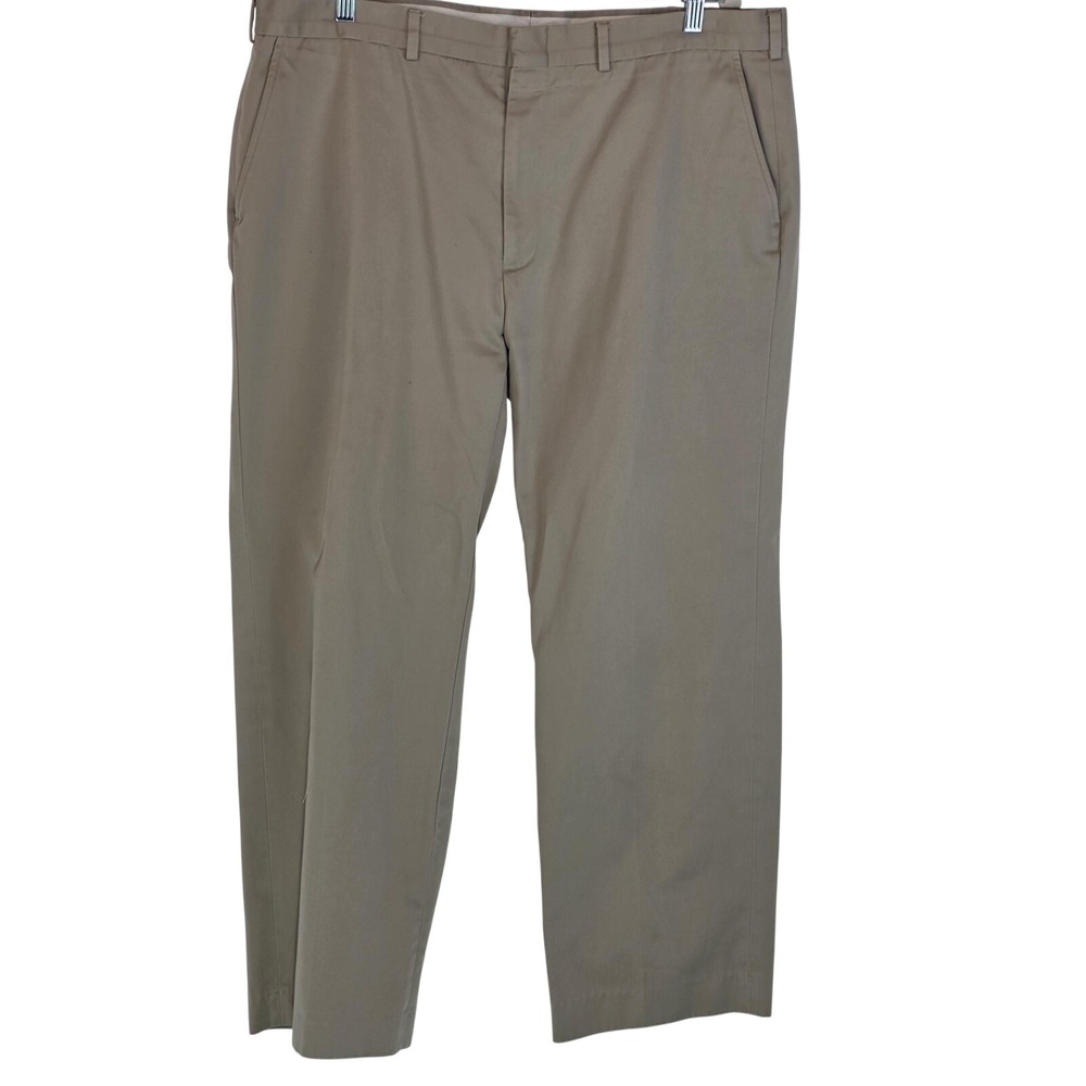 Lands' End Pants Mens 40x30 Beige Chino Classic Fit Cotton Blend Casual Business